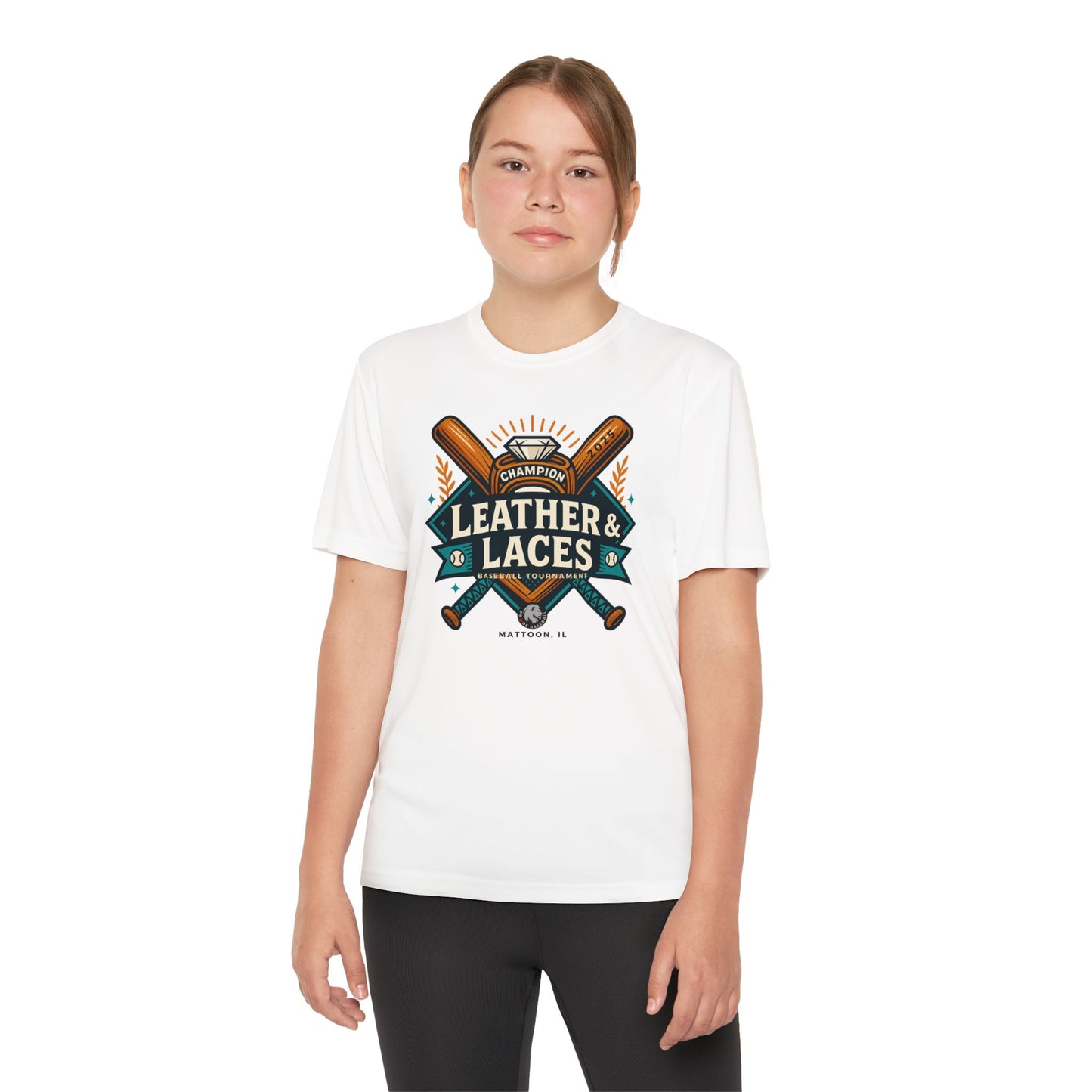 (YOUTH) 2025 Leather & Laces Tournament Tee (ATHLETIC 100% POLYESTER)