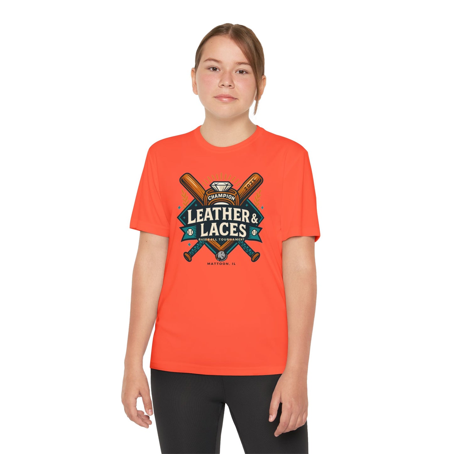 (YOUTH) 2025 Leather & Laces Tournament Tee (ATHLETIC 100% POLYESTER)