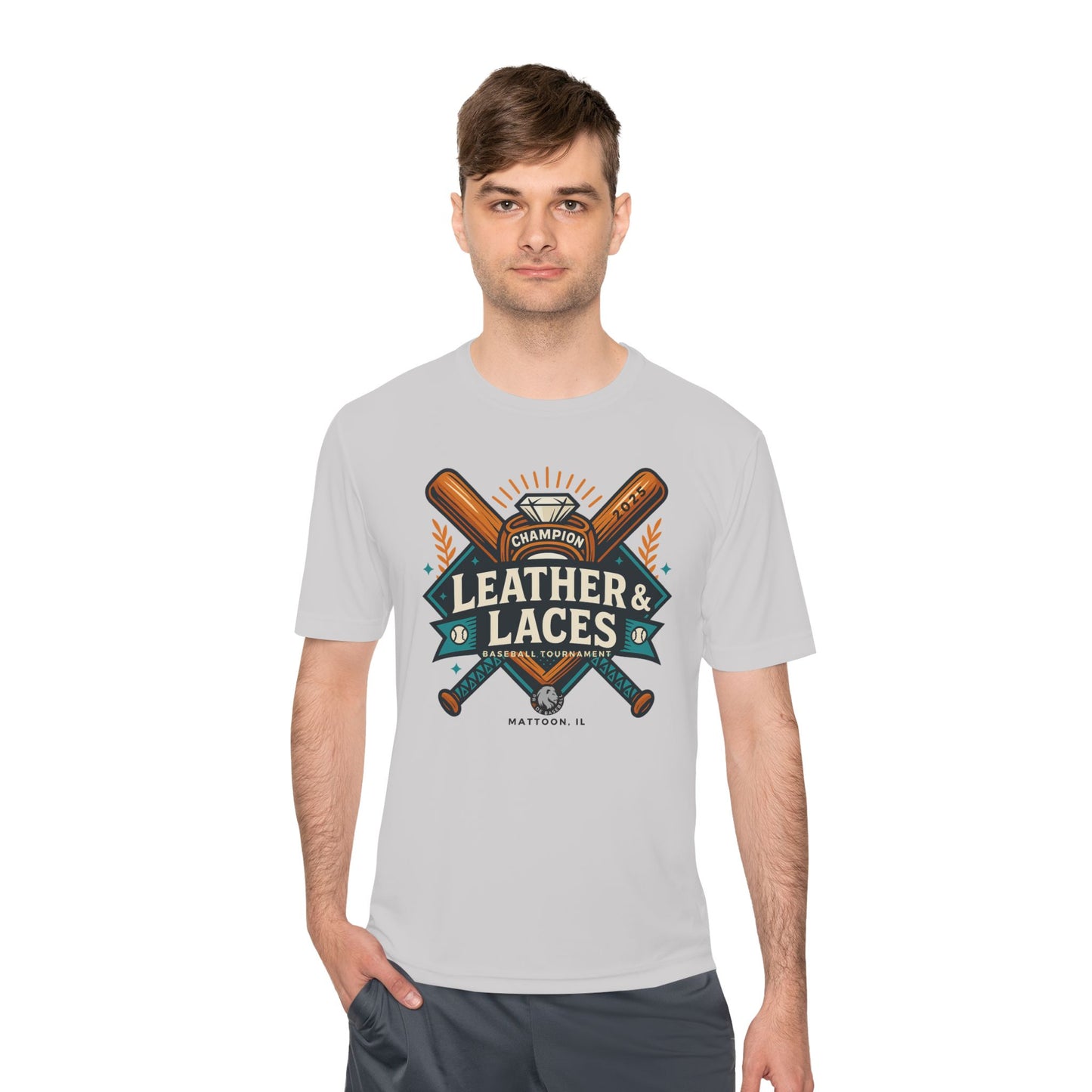 (ADULT) 2025 Leather & Laces Baseball Tournament Tee (ATHLETIC STYLE 100% POLYESTER)