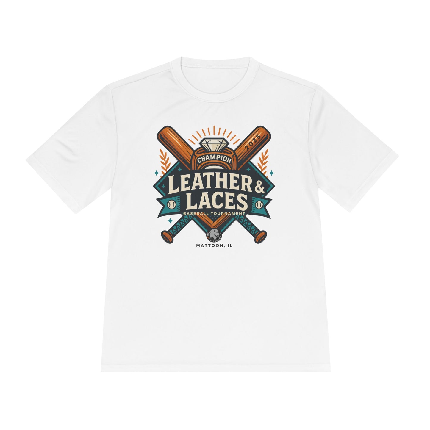 (ADULT) 2025 Leather & Laces Baseball Tournament Tee (ATHLETIC STYLE 100% POLYESTER)
