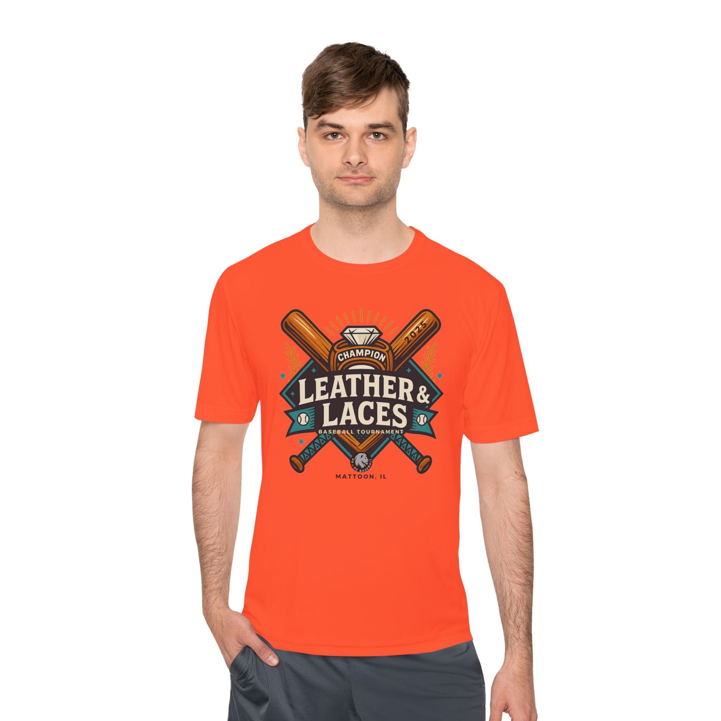 (ADULT) 2025 Leather & Laces Baseball Tournament Tee (ATHLETIC STYLE 100% POLYESTER)