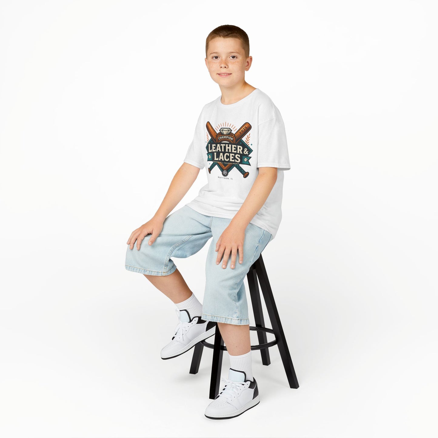 (YOUTH) 2025 Leather & Laces Baseball Tournament Tee (100% Cotton)