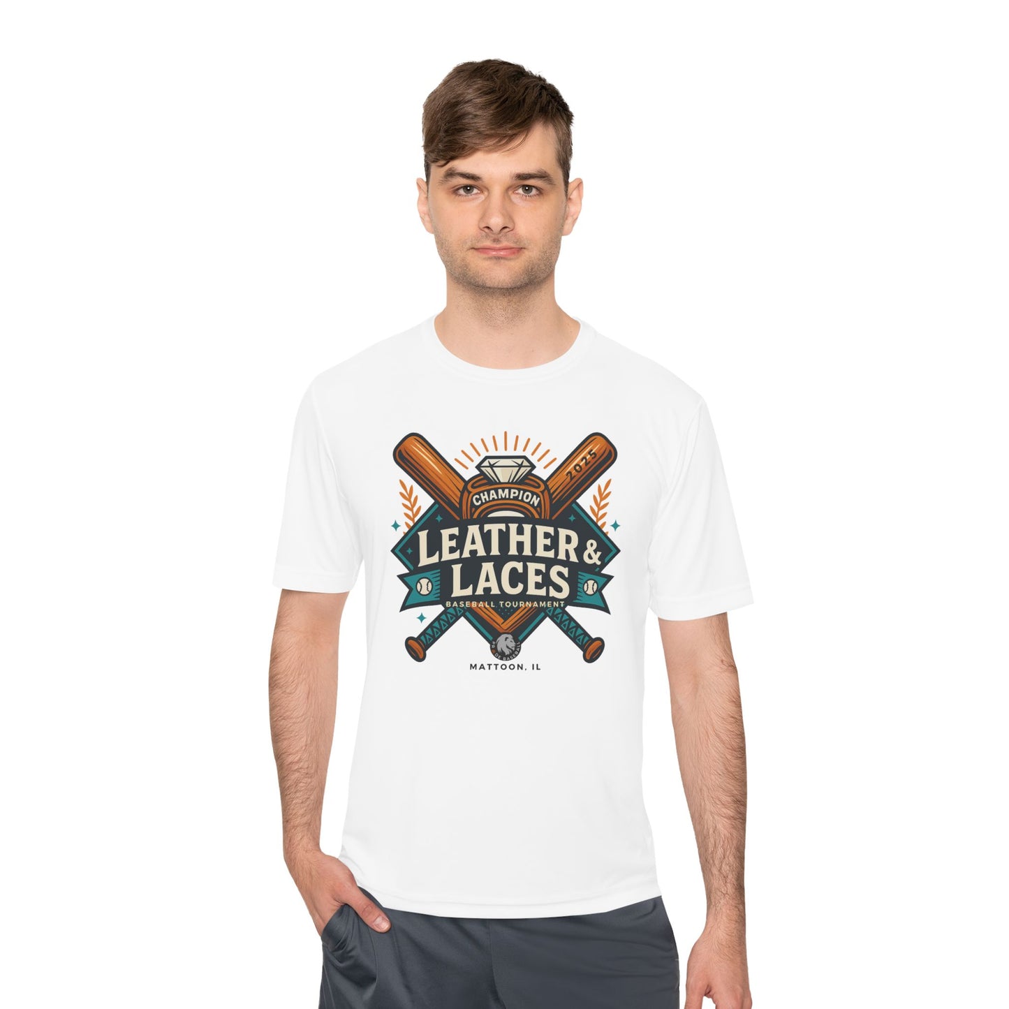 (ADULT) 2025 Leather & Laces Baseball Tournament Tee (ATHLETIC STYLE 100% POLYESTER)
