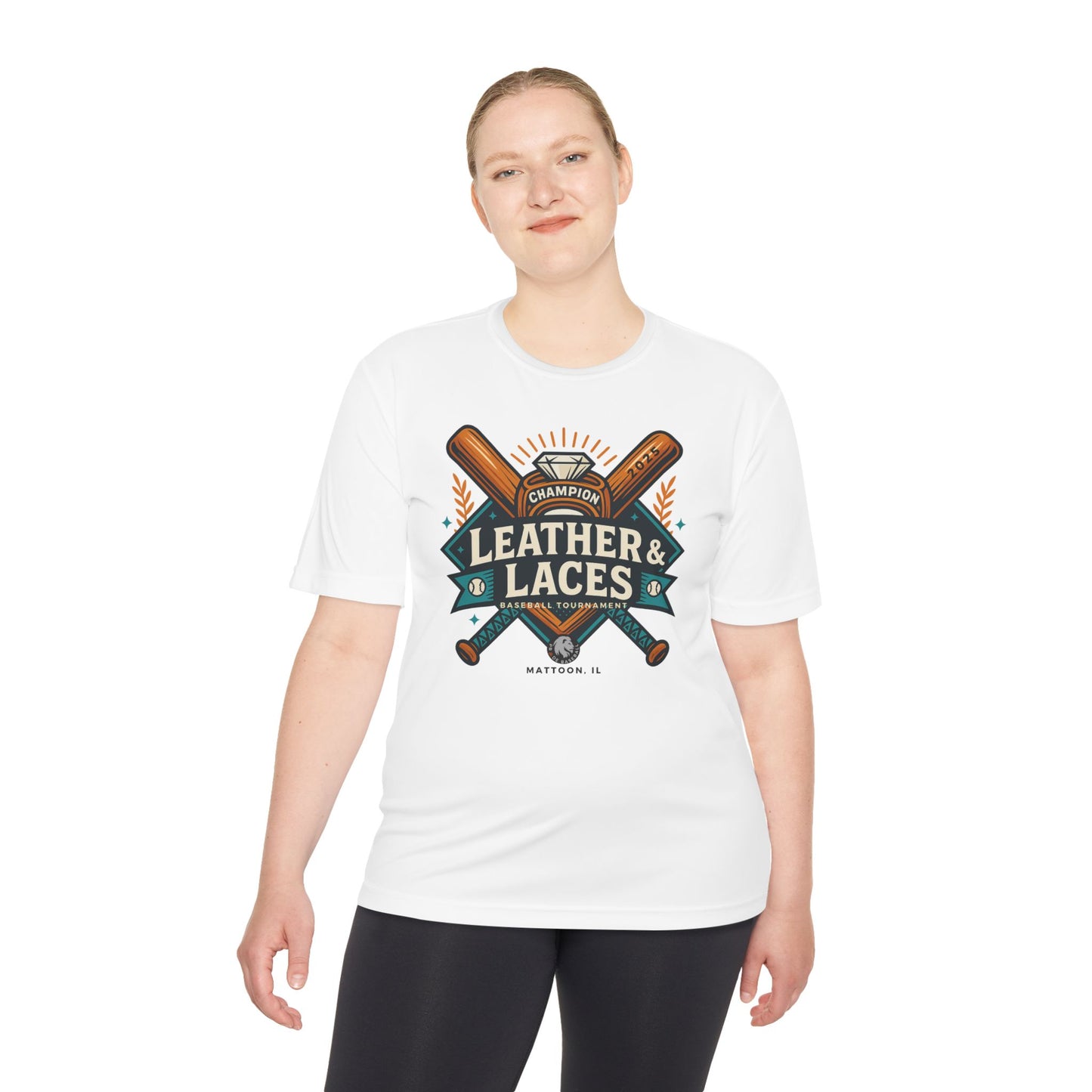 (ADULT) 2025 Leather & Laces Baseball Tournament Tee (ATHLETIC STYLE 100% POLYESTER)