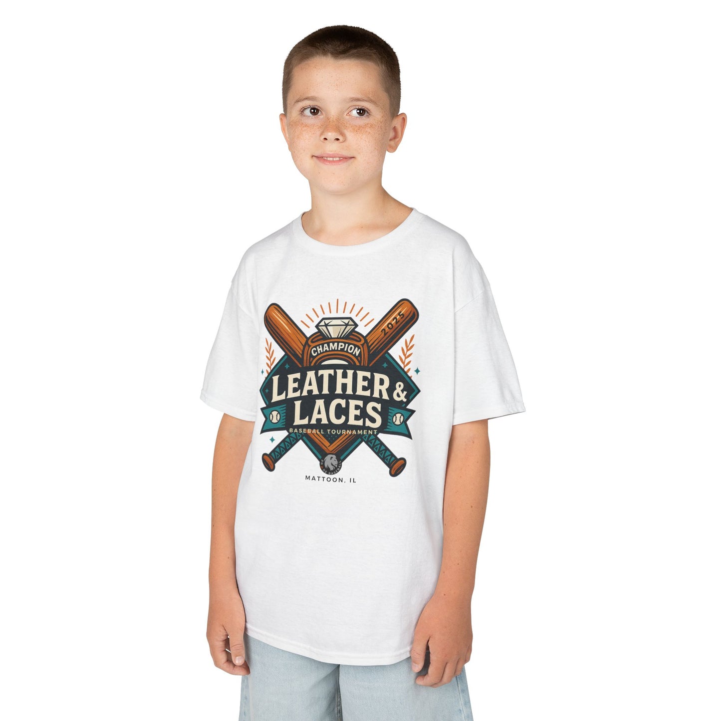 (YOUTH) 2025 Leather & Laces Baseball Tournament Tee (100% Cotton)