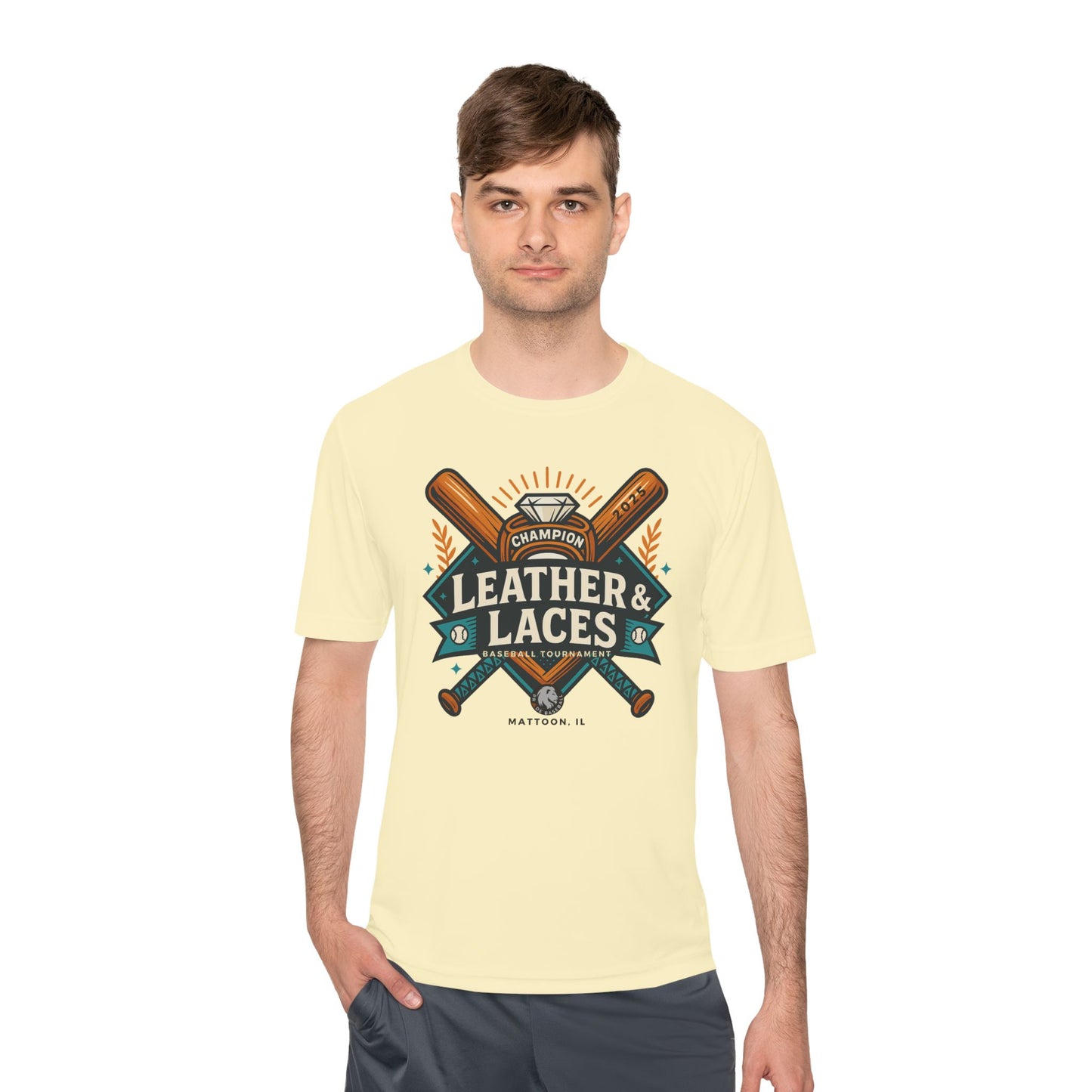(ADULT) 2025 Leather & Laces Baseball Tournament Tee (ATHLETIC STYLE 100% POLYESTER)