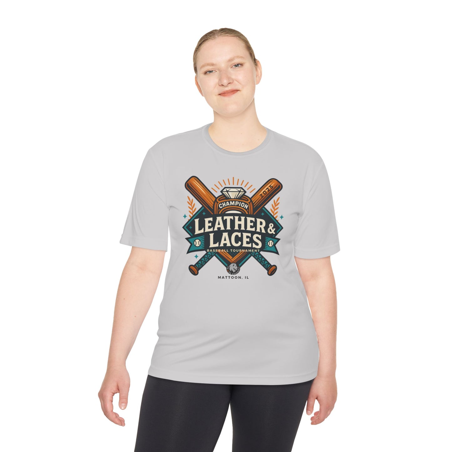 (ADULT) 2025 Leather & Laces Baseball Tournament Tee (ATHLETIC STYLE 100% POLYESTER)
