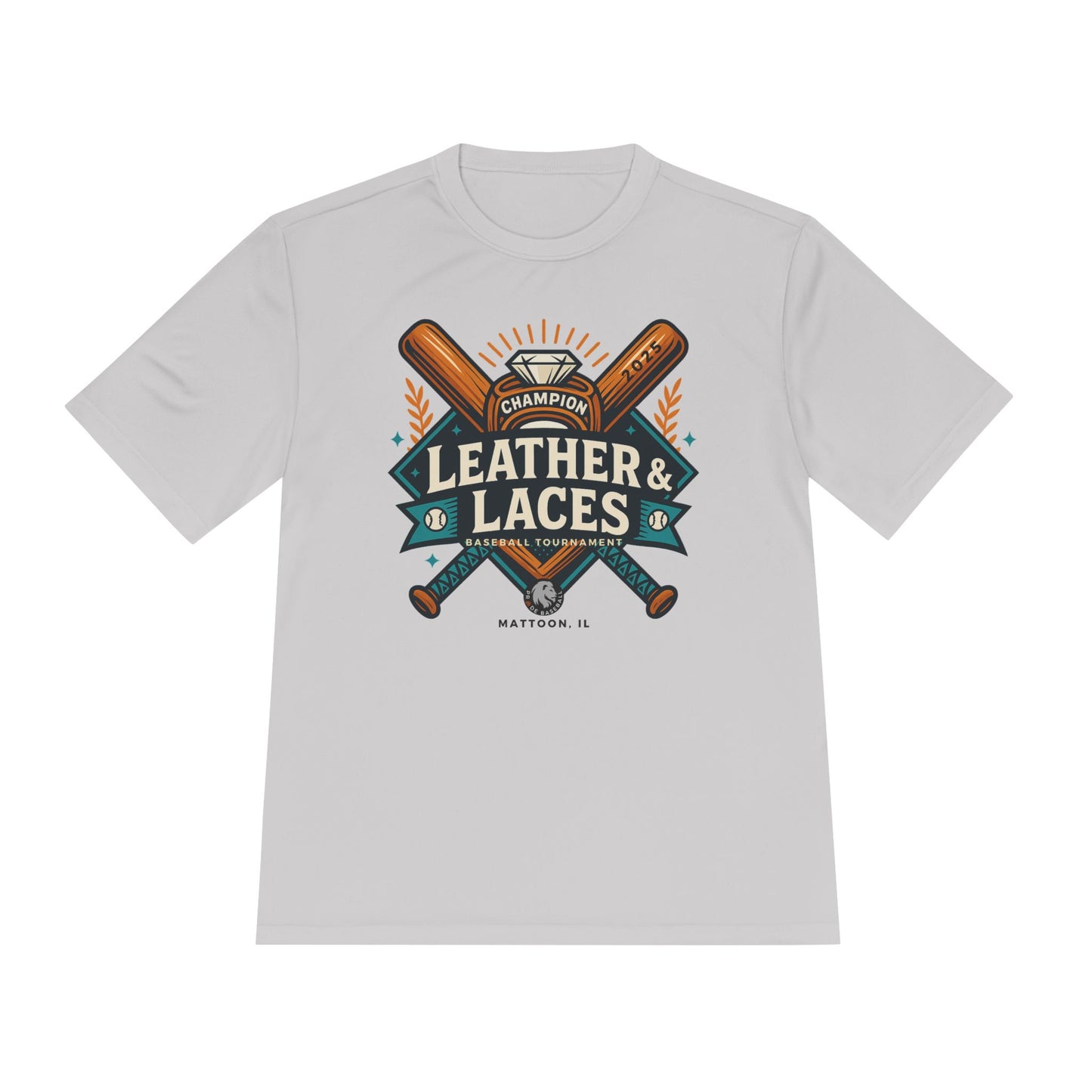 (ADULT) 2025 Leather & Laces Baseball Tournament Tee (ATHLETIC STYLE 100% POLYESTER)