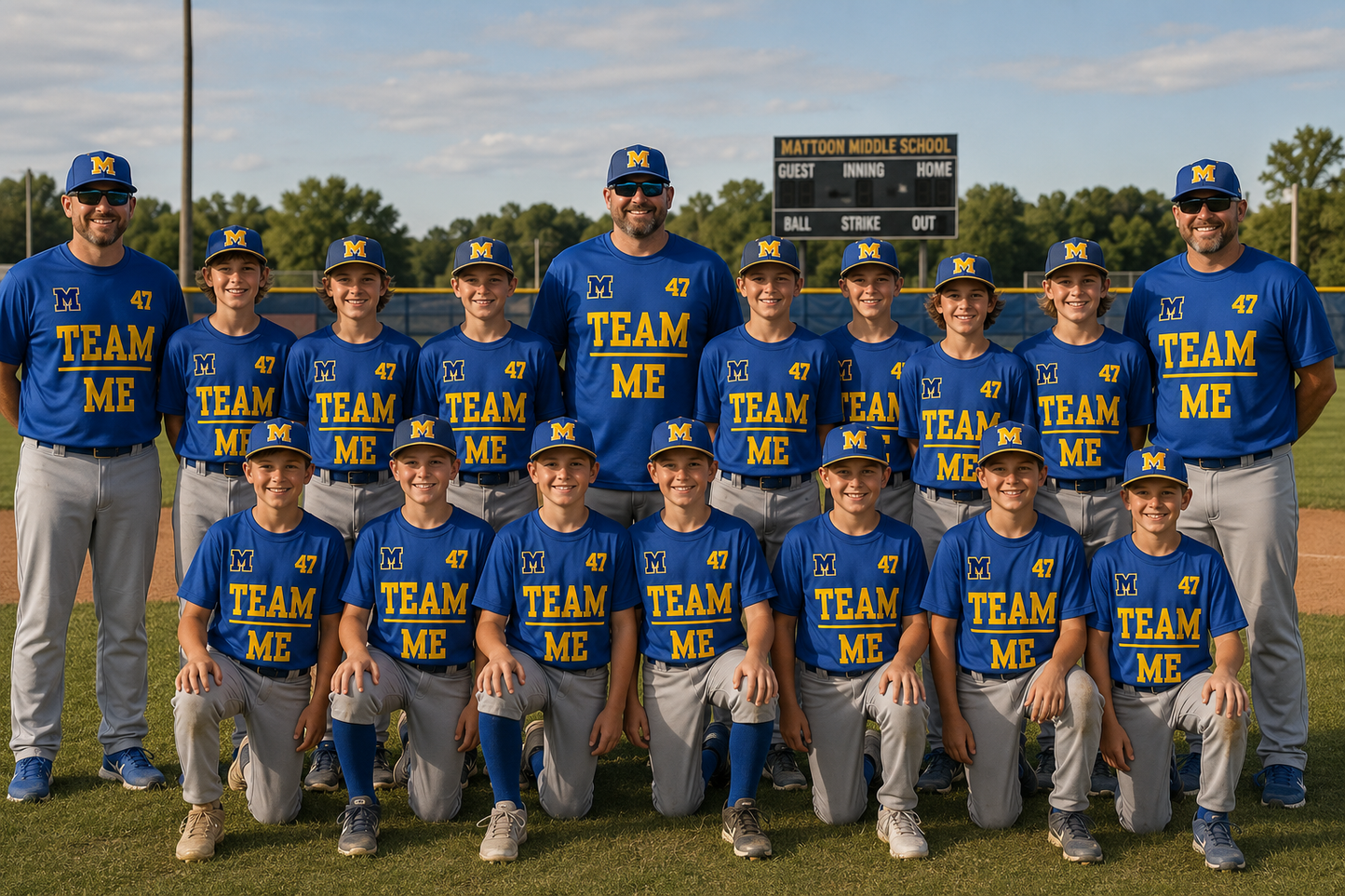 (ADULT) MMS Baseball Team over Me 47 Performance Style Tees