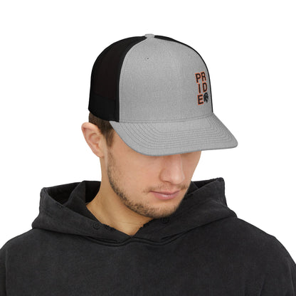 Mattoon Pride Vertical Text Snapback Trucker Cap —