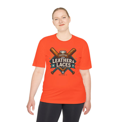 (ADULT) 2025 Leather & Laces Baseball Tournament Tee (ATHLETIC STYLE 100% POLYESTER)