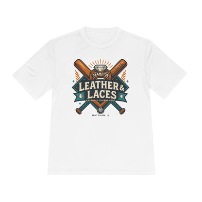 (ADULT) 2025 Leather & Laces Baseball Tournament Tee (ATHLETIC STYLE 100% POLYESTER)