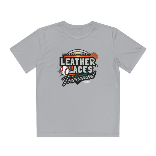 (Youth) Leather & Laces BASEBALL Tournament Athletic Tee (GRAY)