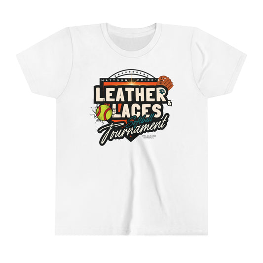 (YOUTH) Leather & Laces SOFTBALL Tournament Tee (MULTI COLOR CHOICES)