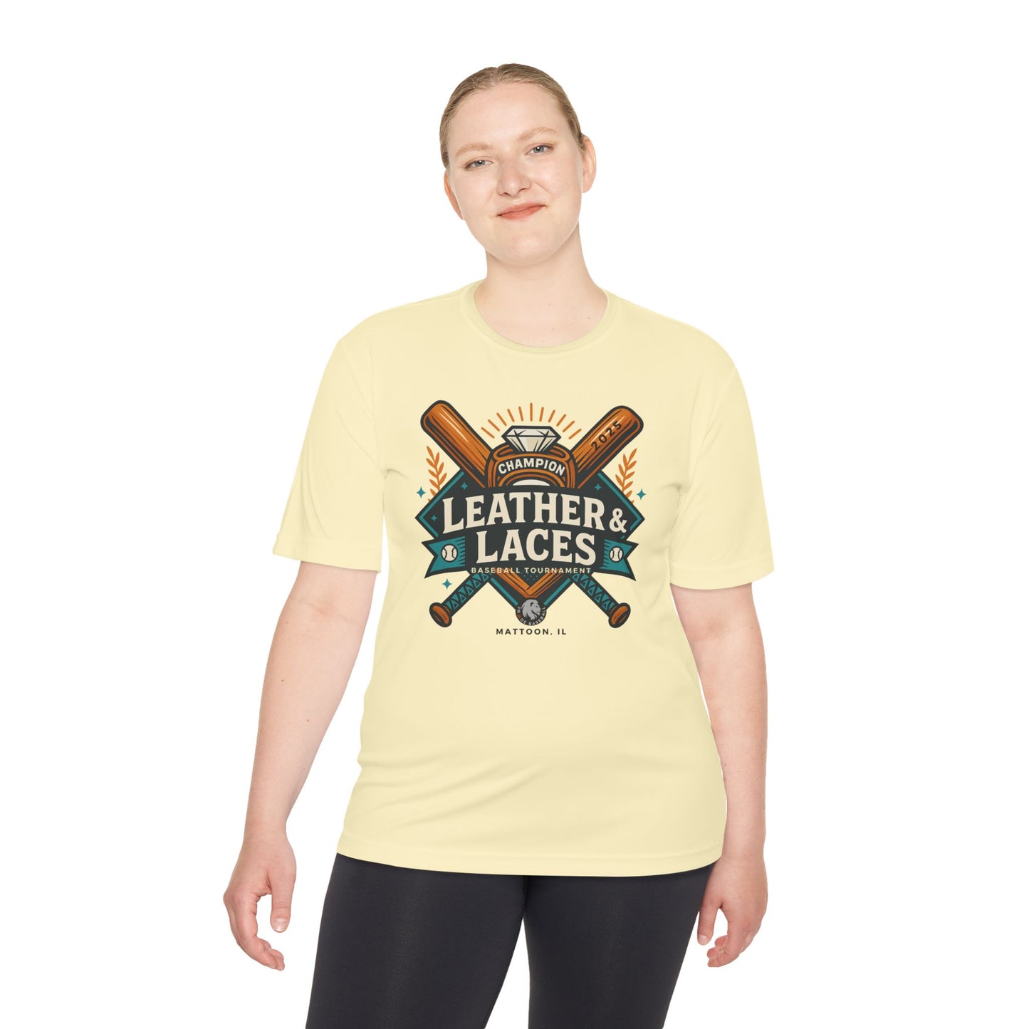 (ADULT) 2025 Leather & Laces Baseball Tournament Tee (ATHLETIC STYLE 100% POLYESTER)