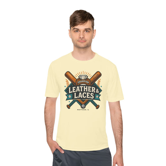 (ADULT) 2025 Leather & Laces Baseball Tournament Tee (ATHLETIC STYLE 100% POLYESTER)