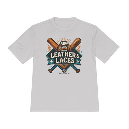 (ADULT) 2025 Leather & Laces Baseball Tournament Tee (ATHLETIC STYLE 100% POLYESTER)