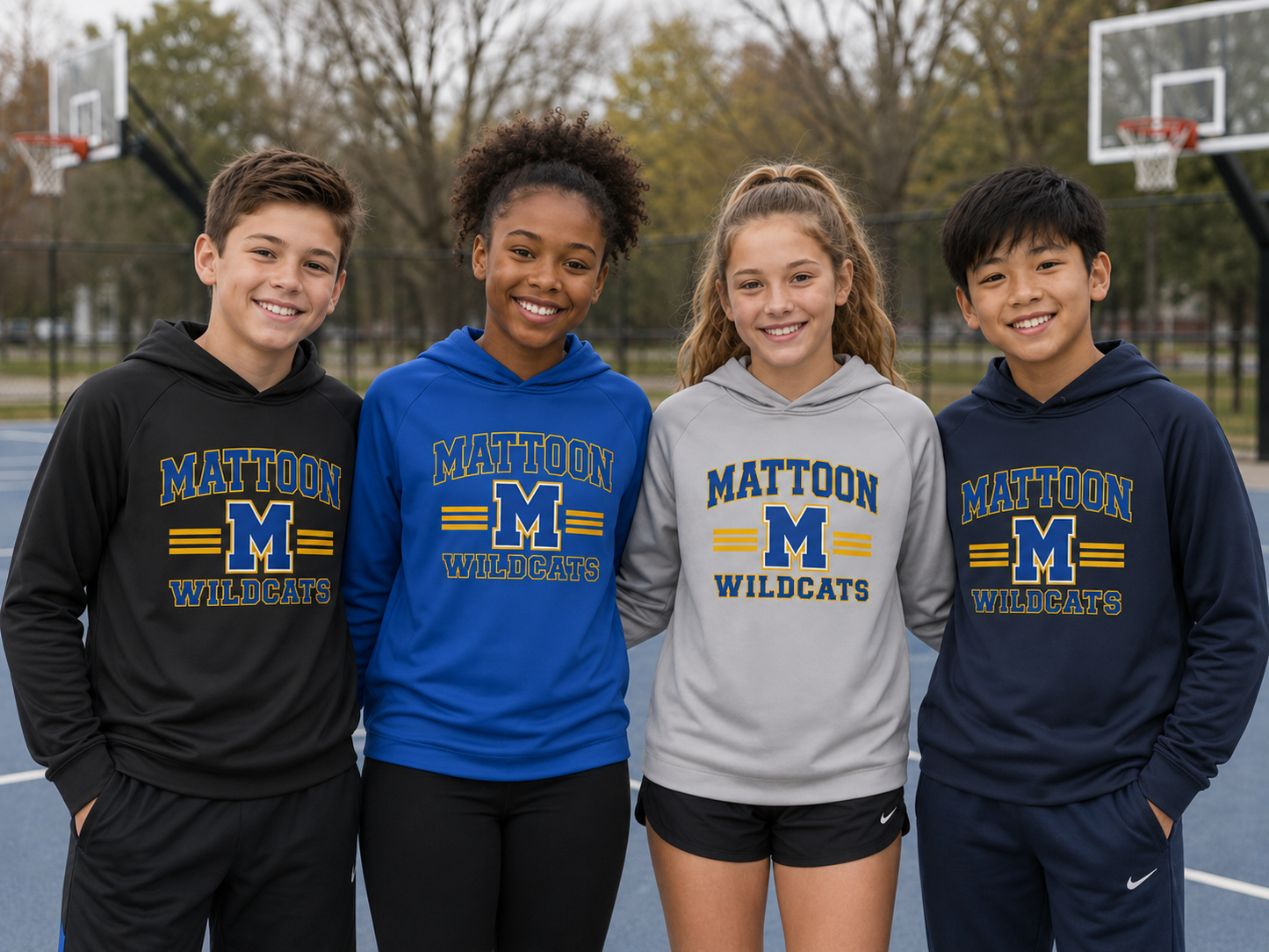 YOUTH Mattoon Wildcats Premium Athletic Style Hoodie (Multiple Color Choices)